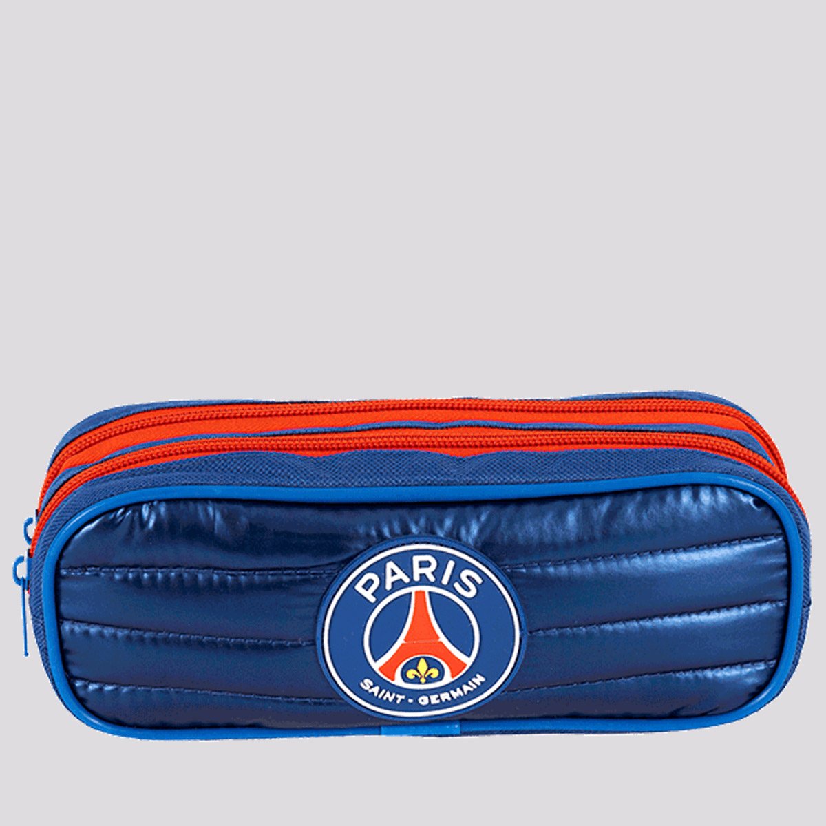 Estojo PSG 2 Compartimentos Plus Stripes Azul e Vermelho