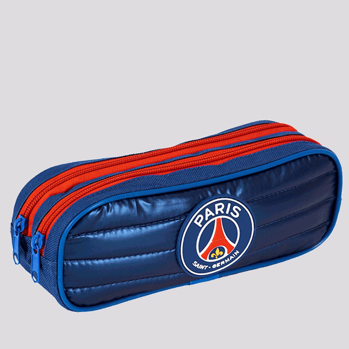 Estojo PSG 2 Compartimentos Plus Stripes Azul e Vermelho Azul 2