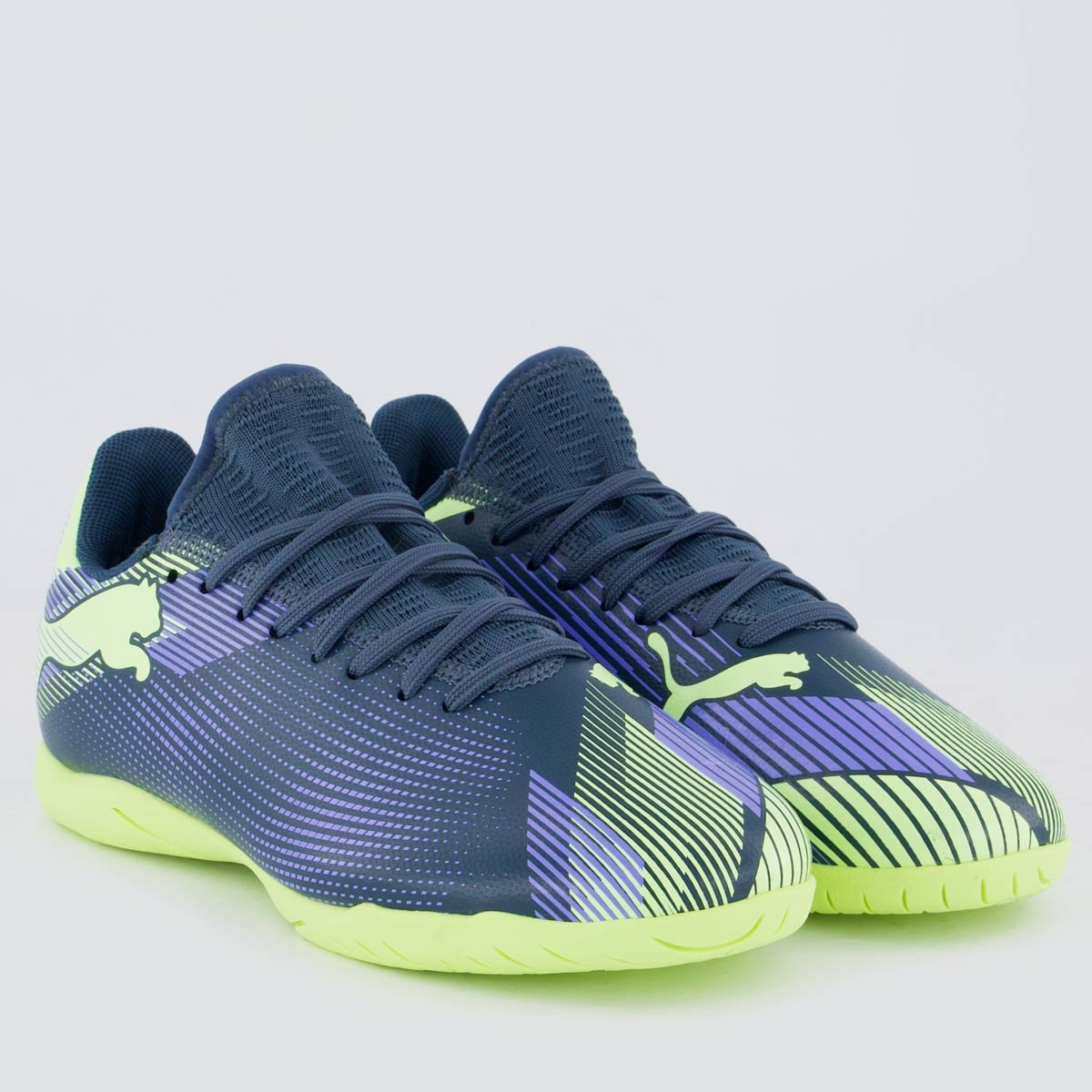 Chuteira Puma Future 7 Play Futsal Juvenil Azul e Verde Azul/Verde 2