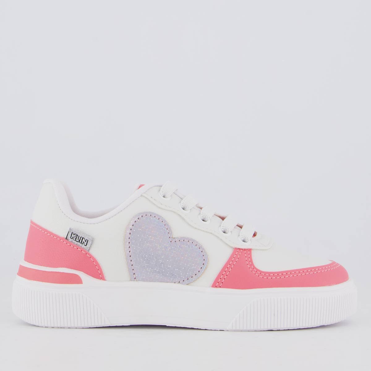 Tênis Klin Sky Coração Infantil Branco e Rosa