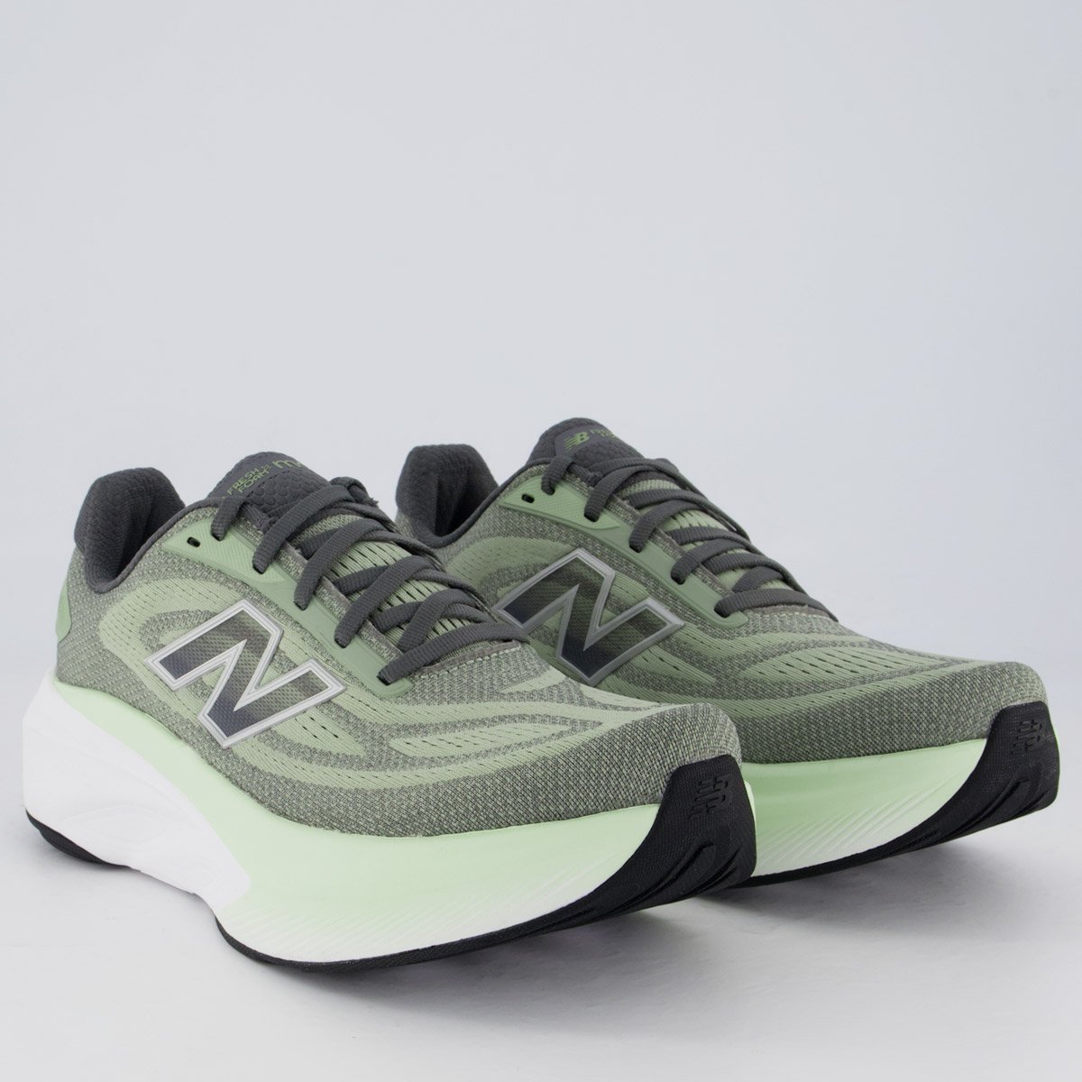 Tênis New Balance Fresh Foam X More V6 Verde Claro Cinza/Verde 2