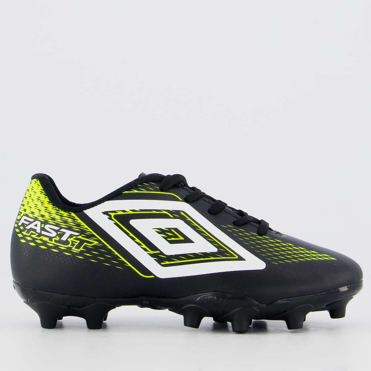 Chuteira Umbro Fast II Campo Juvenil Preta e Verde