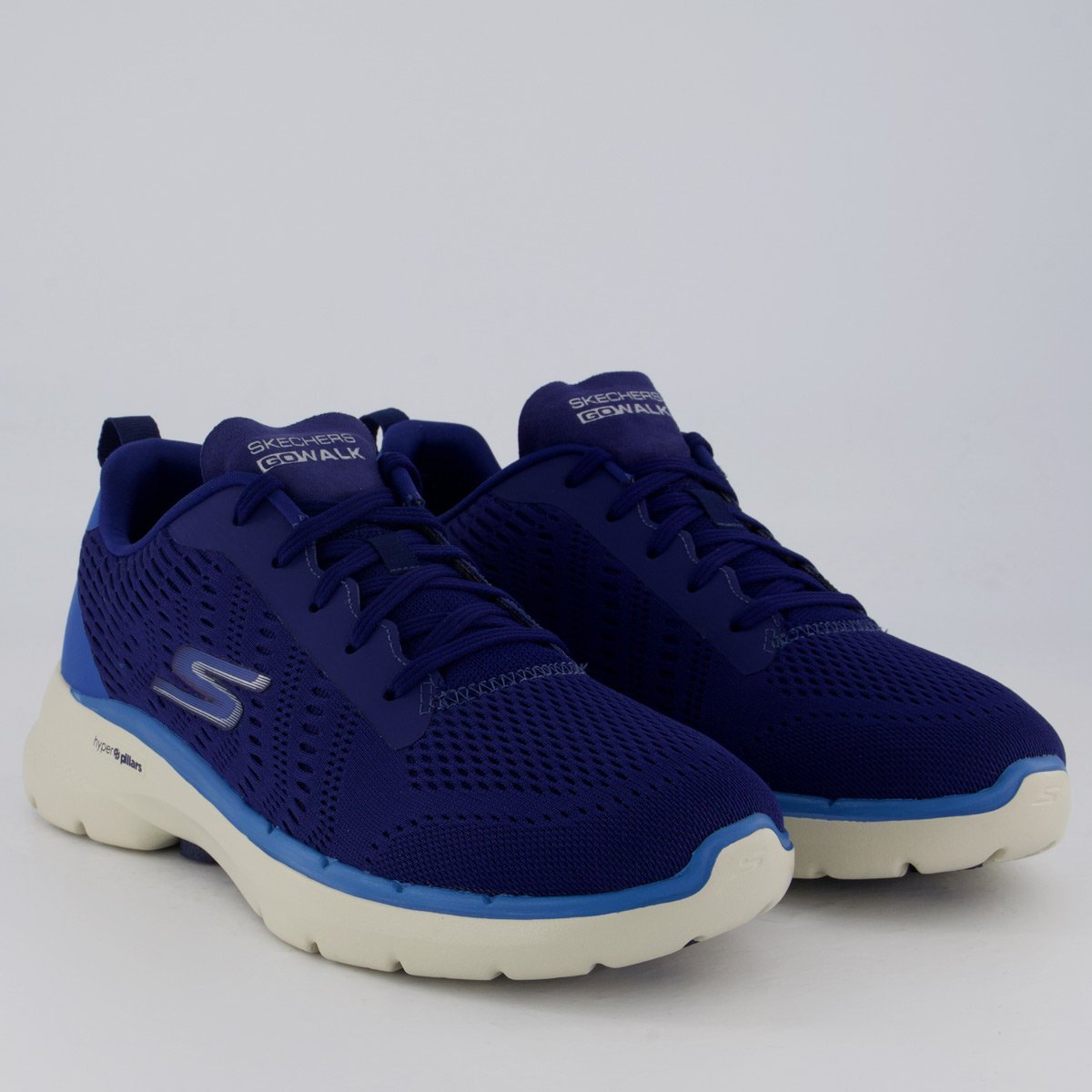 Tênis Skechers Go Walk 6 Marinho e Off White Azul 2