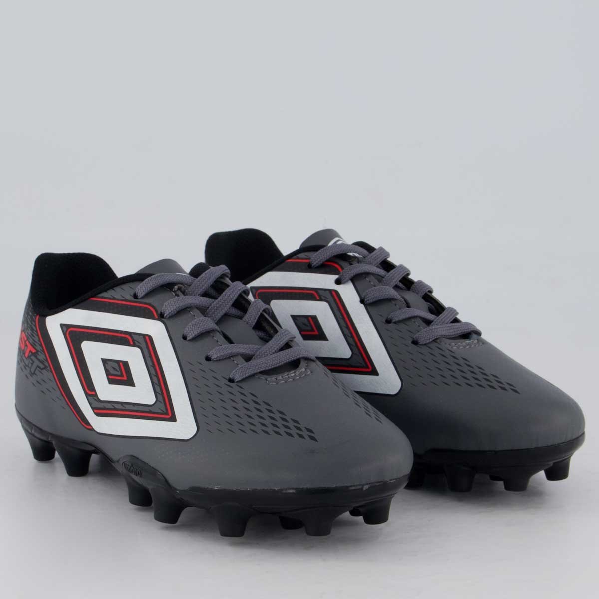 Chuteira Umbro Fast II Campo Juvenil Cinza e Preto Cinza/Preto 2