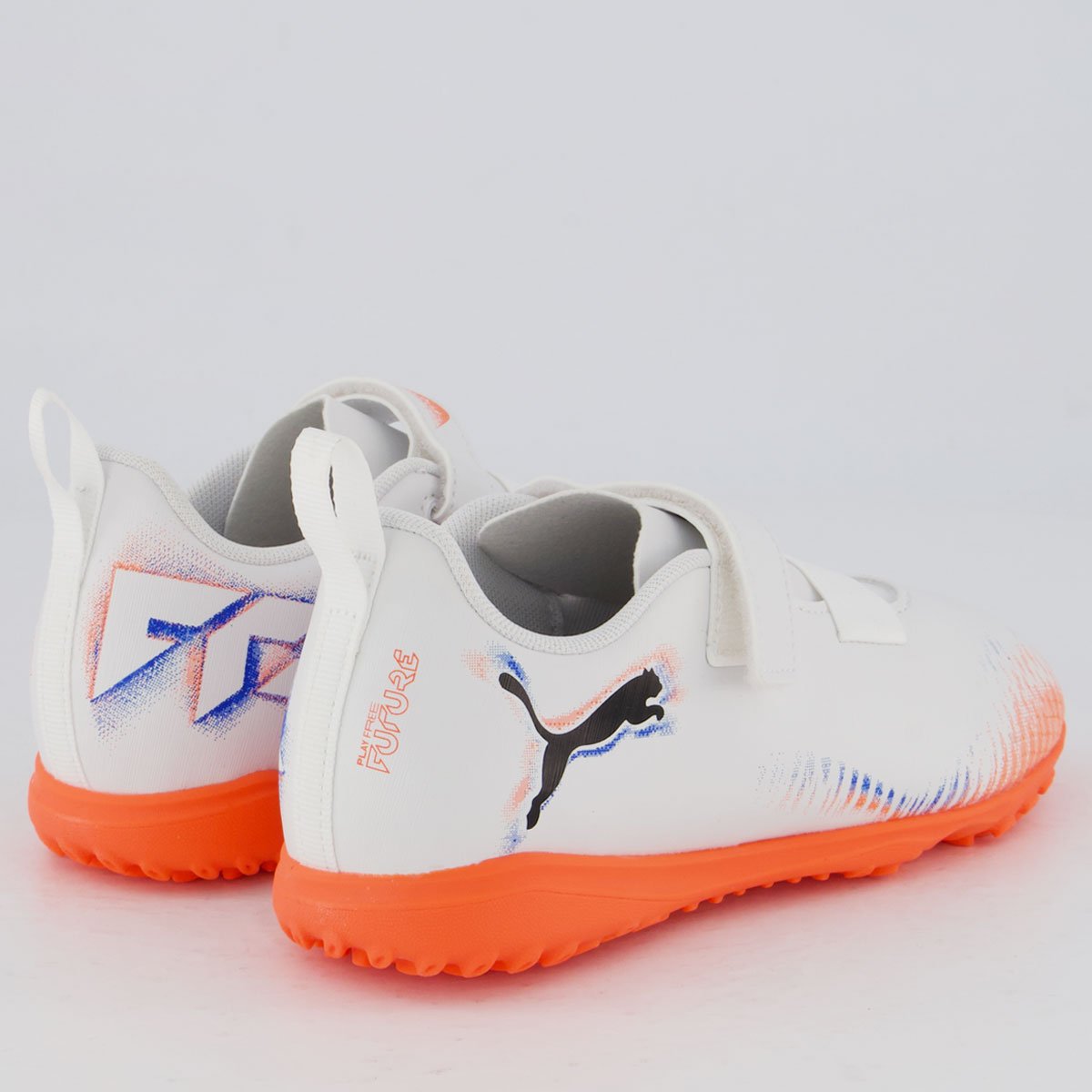 Chuteira Puma Future 8 Play TT V Society Infantil Branca e Laranja Branco/Laranja 3