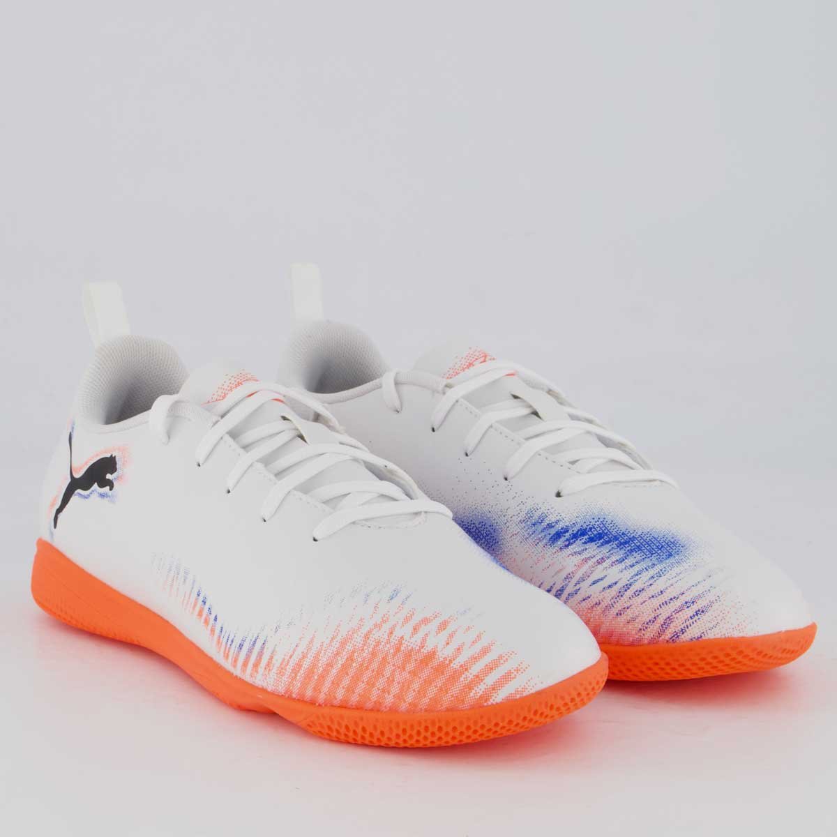 Chuteira Puma Future 8 Play IT Futsal Juvenil Branca Branco/Laranja 2