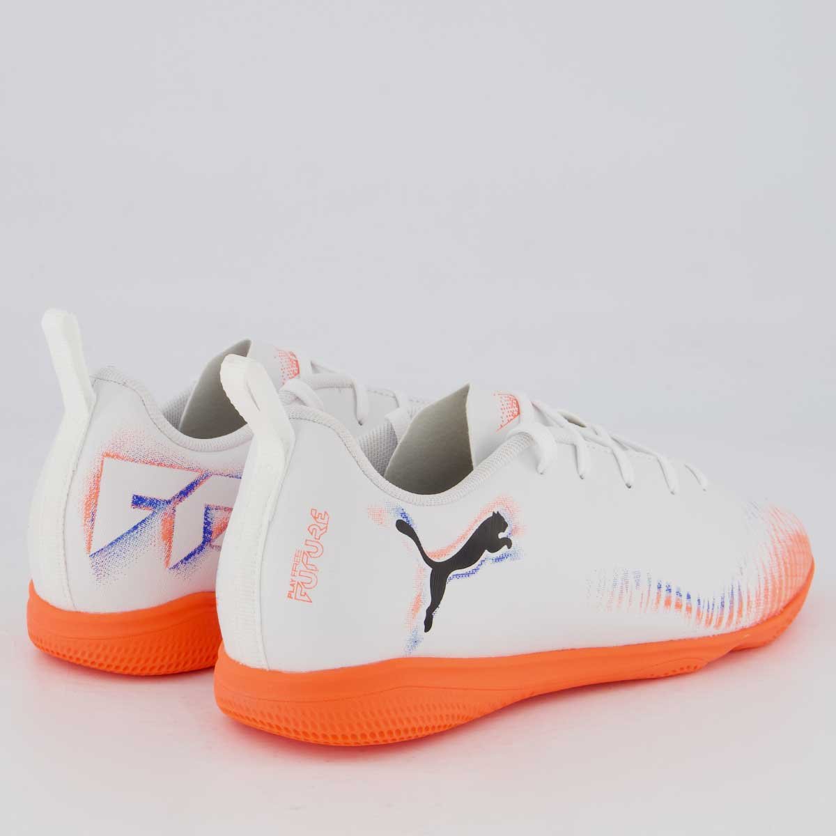 Chuteira Puma Future 8 Play IT Futsal Juvenil Branca Branco/Laranja 3