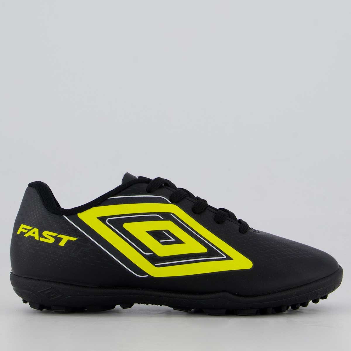 Chuteira Umbro Fast II Society Juvenil Preta e Amarelo