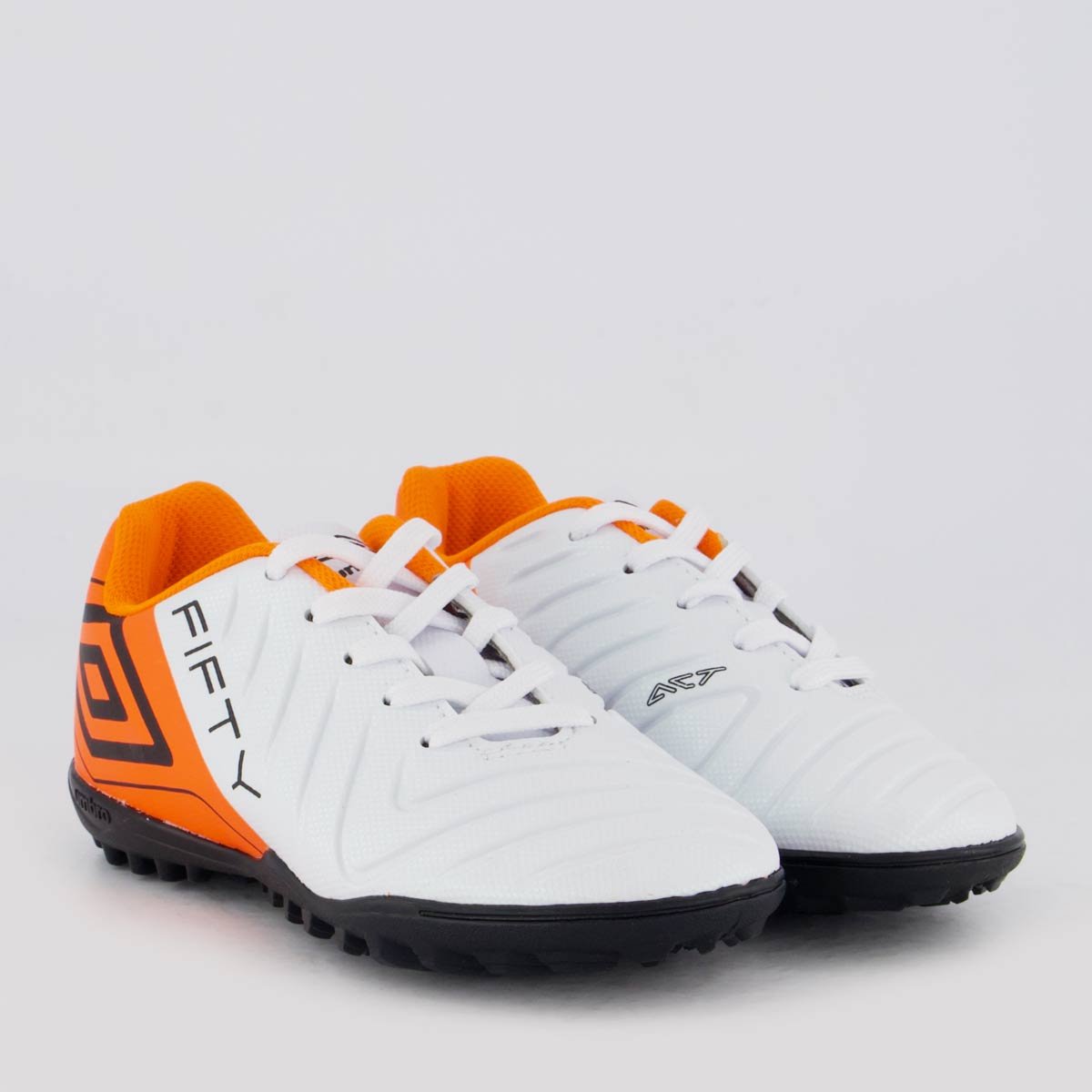 Chuteira Umbro Fifty VI Society Juvenil Branca e Laranja Branco/Laranja 2