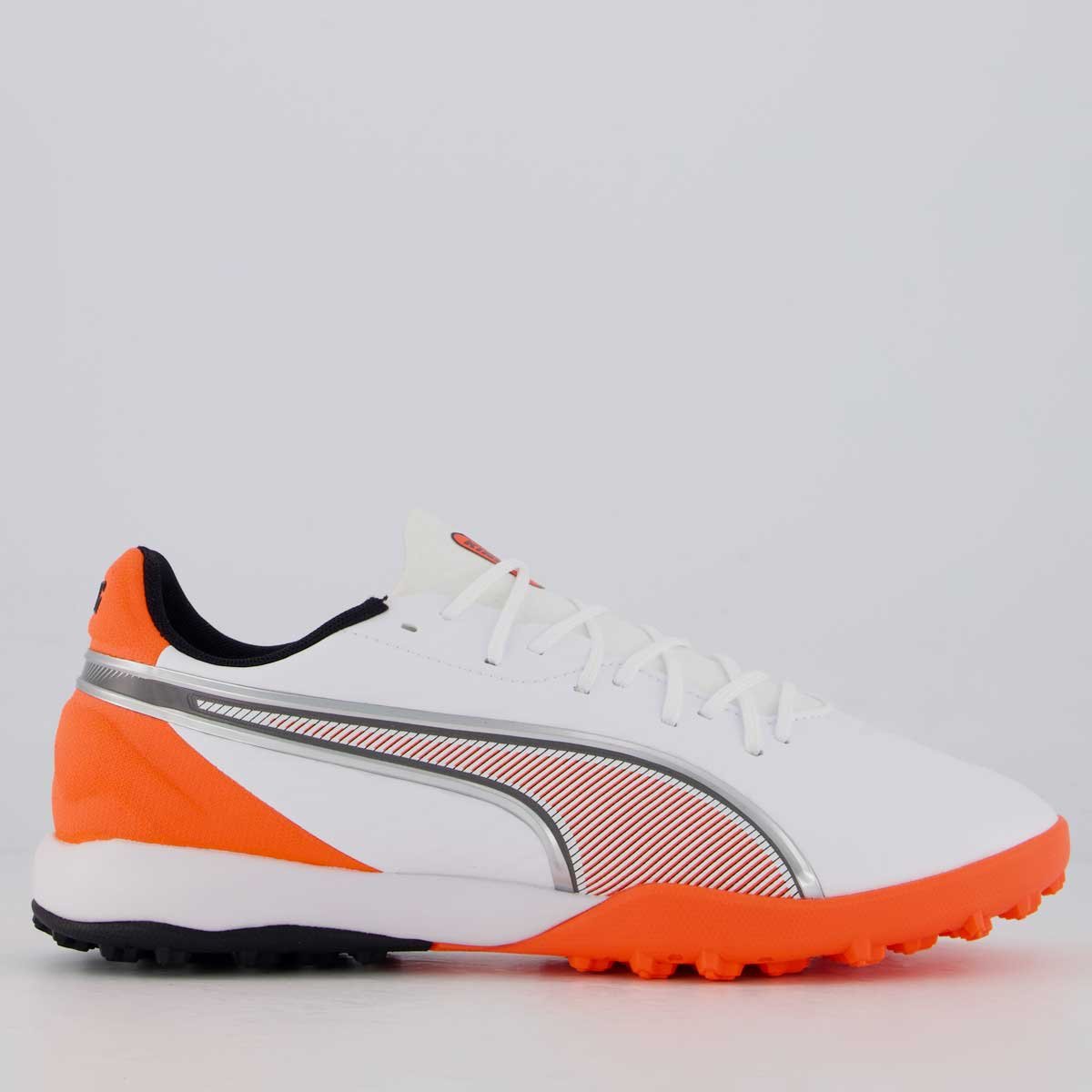Chuteira Puma King Match TT Society Branca e Laranja Branco/Laranja 1