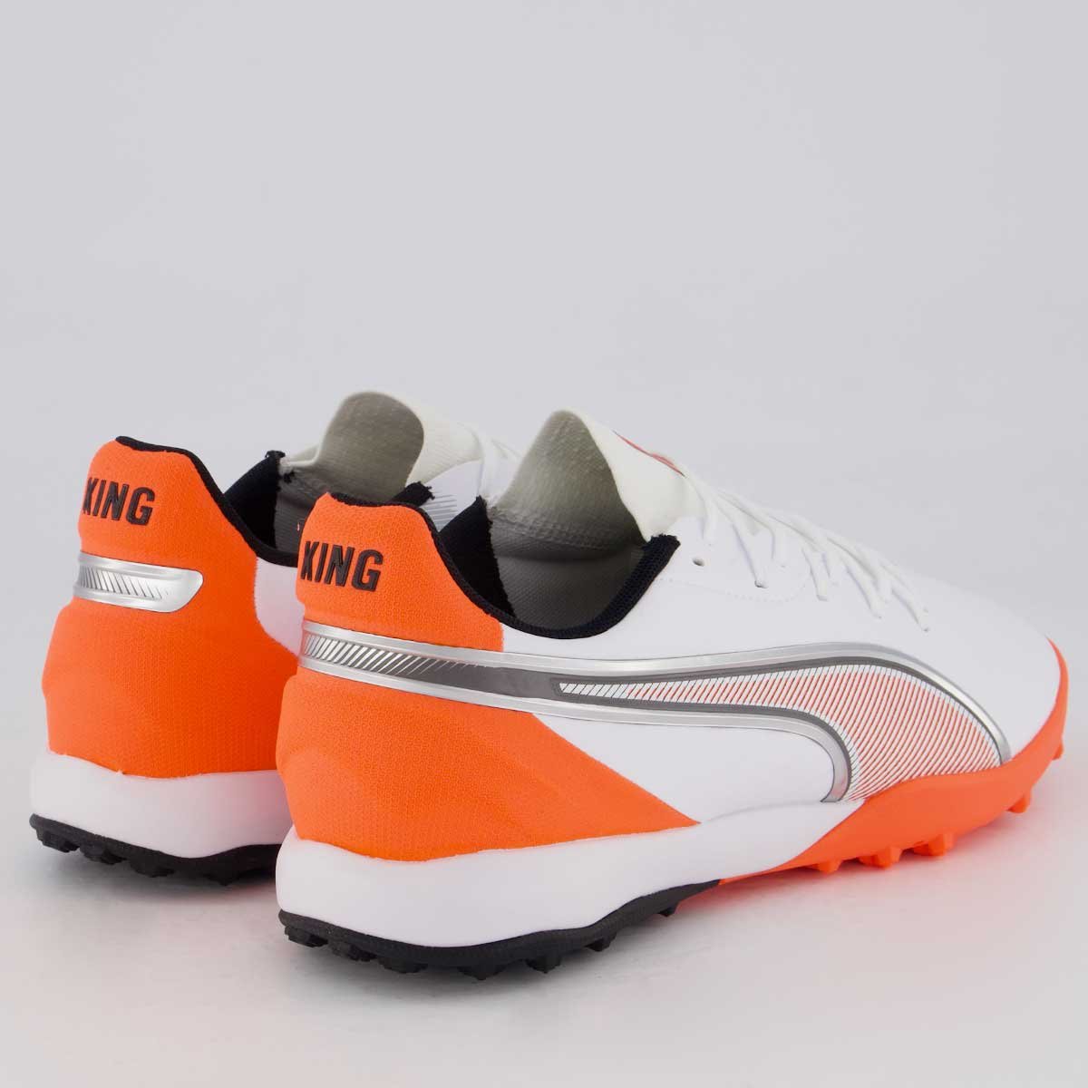 Chuteira Puma King Match TT Society Branca e Laranja Branco/Laranja 3