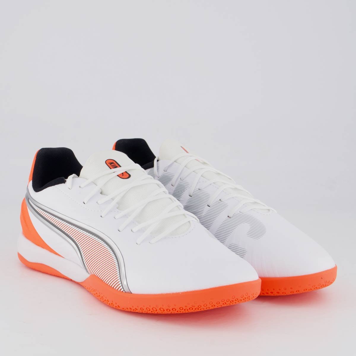 Chuteira Puma King Match IT Futsal Branca e Laranja Branco/Laranja 2