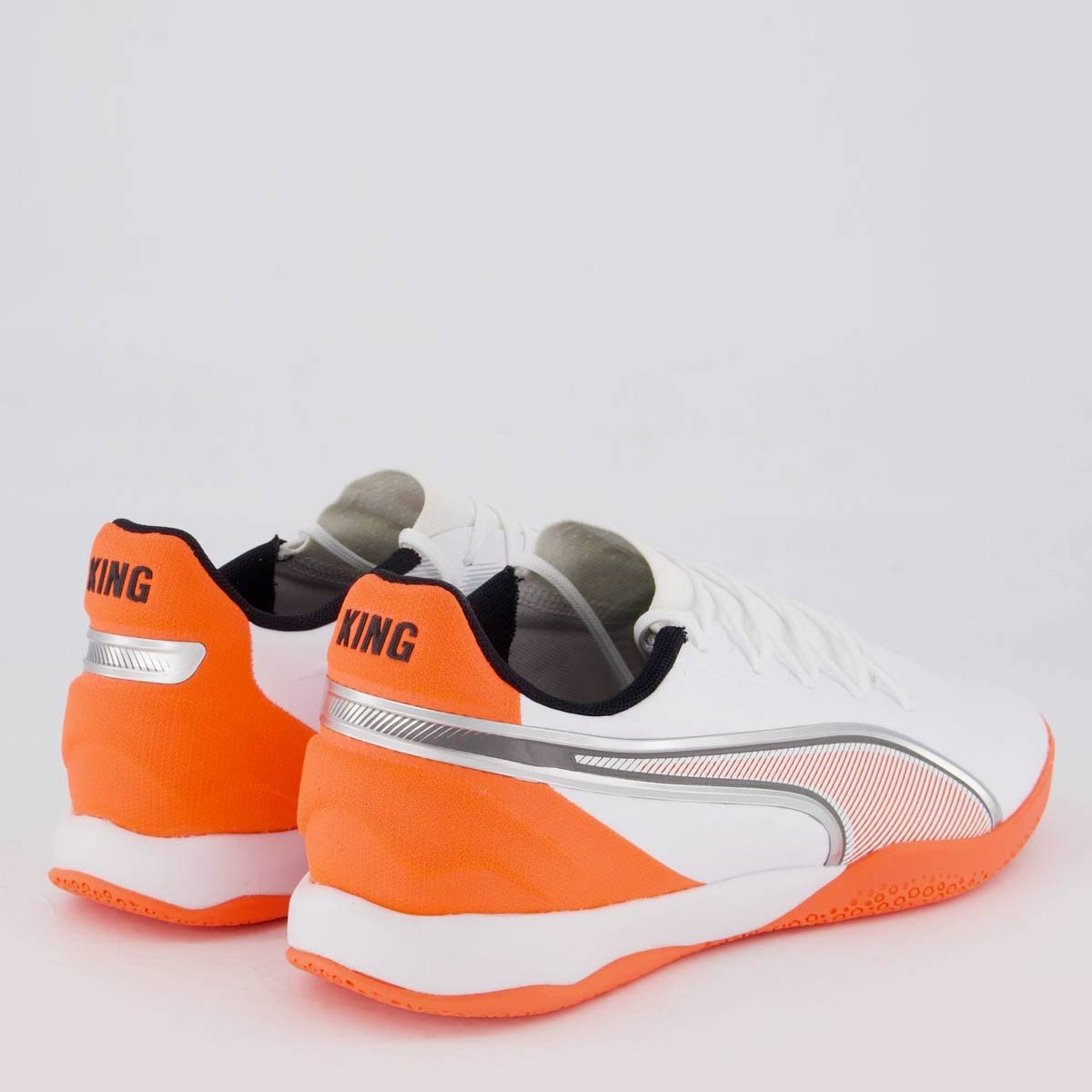 Chuteira Puma King Match IT Futsal Branca e Laranja Branco/Laranja 3