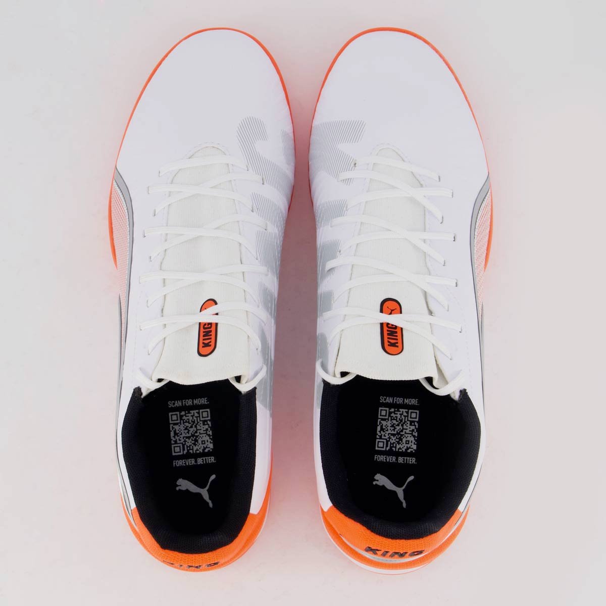 Chuteira Puma King Match IT Futsal Branca e Laranja Branco/Laranja 4