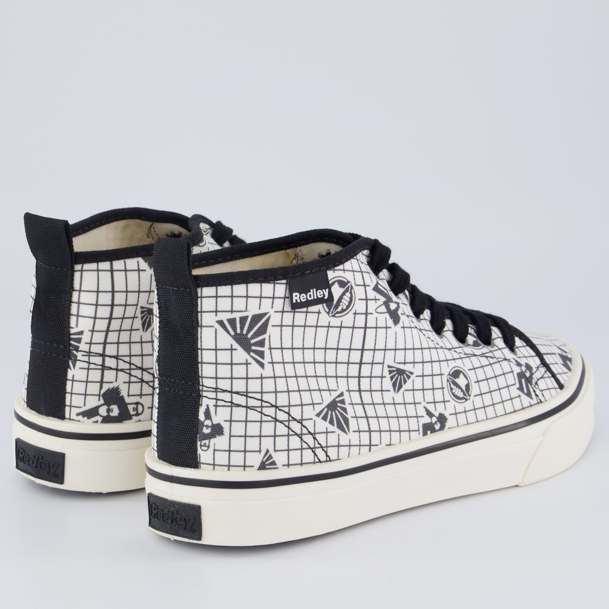 Tênis Redley Cano Médio Print Branco e Preto Branco/Preto 3