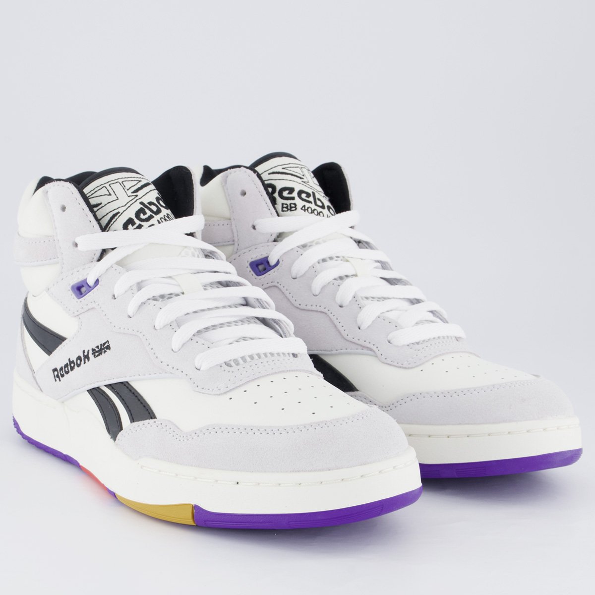Tênis Reebok BB 4000 II Mid Off White e Roxo Off White/Preto 2