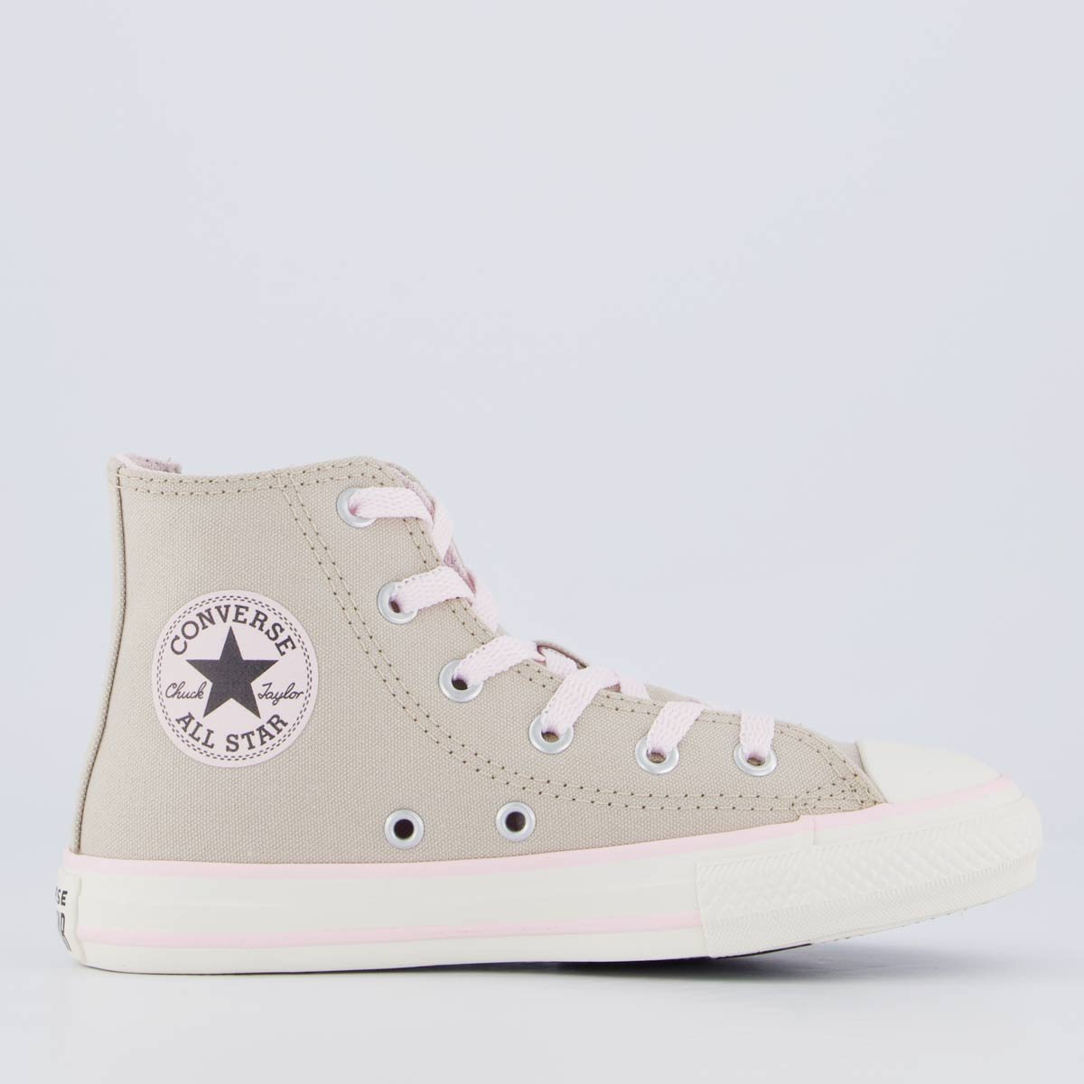 Tênis Converse All Star SZ Cano Alto Juvenil Bege e Rosa