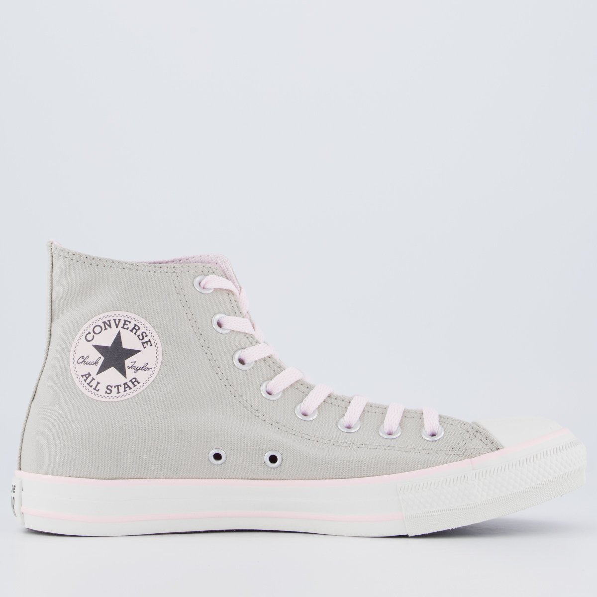 Tênis Converse All Star CT Cano Alto Bege e Rosa