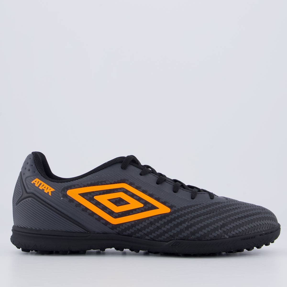 Chuteira Umbro Attak III Society Preta e Laranja Cinza/Laranja