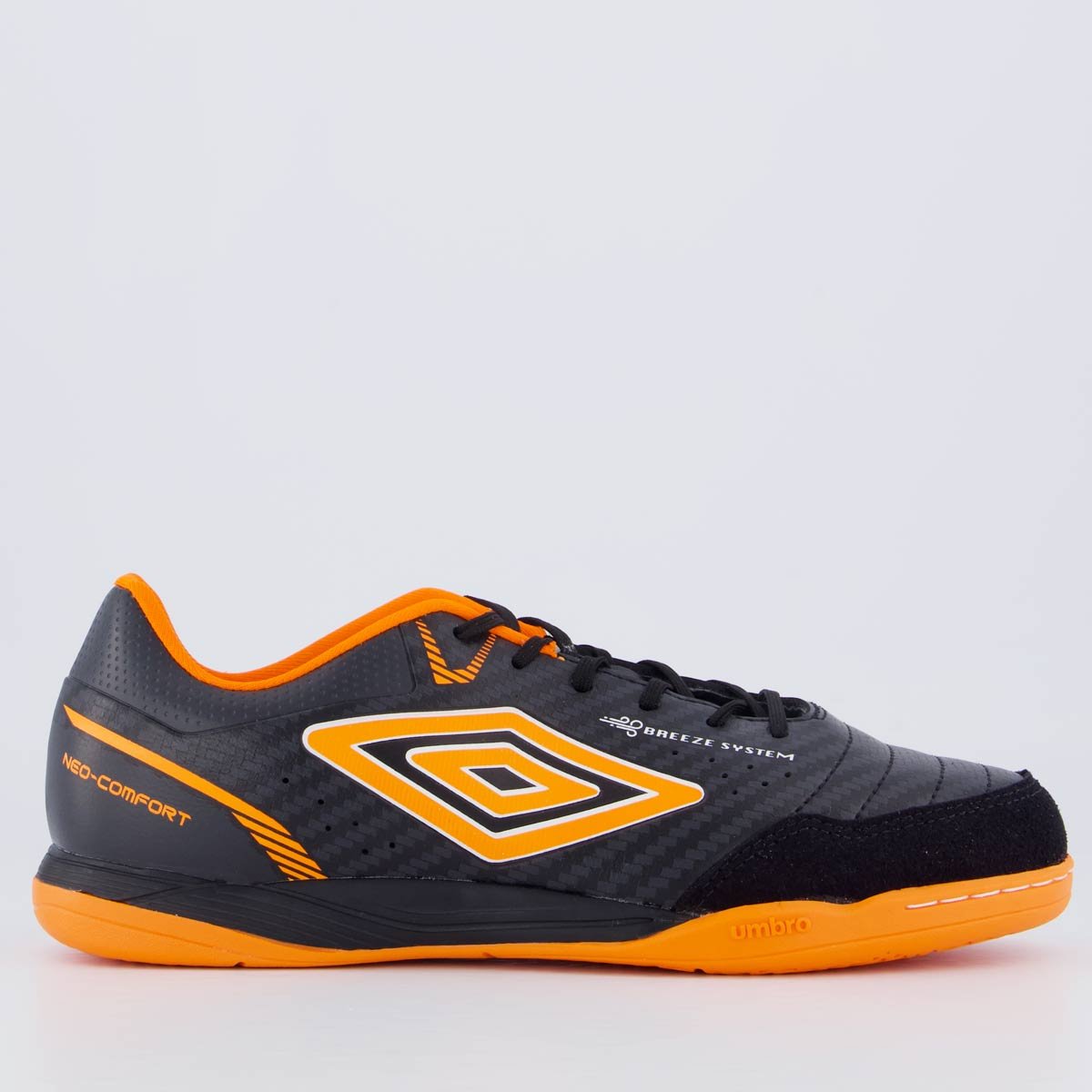 Chuteira Umbro Neo-Confort Futsal Preta e Laranja Preto/Laranja