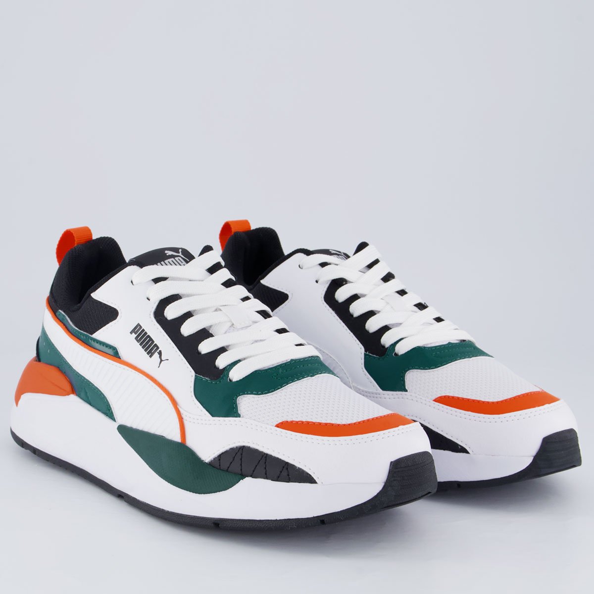 Tênis Puma X-Ray Square Branco e Verde Branco/Verde/Laranja
