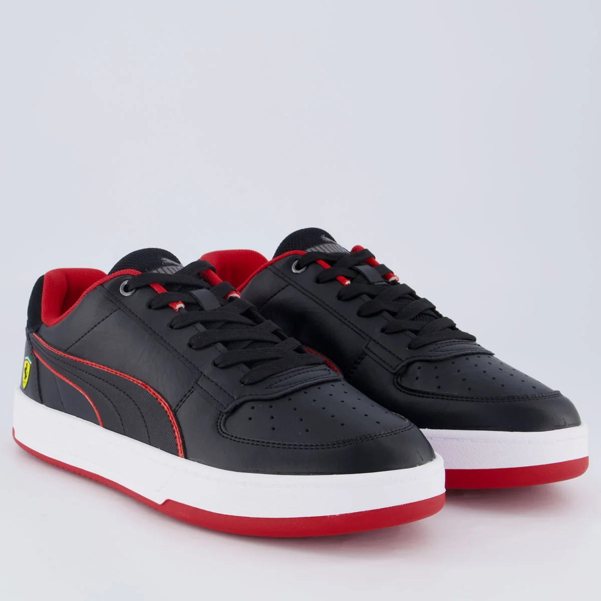 Tênis Puma Ferrari Caven 2.0 Preto e Branco Preto/Vermelho 2