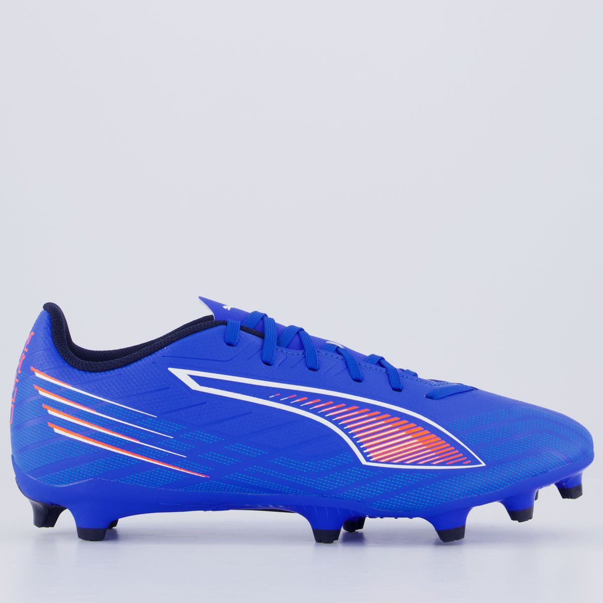 Chuteira Puma Ultra 6 Play FG/AG Campo Azul e Laranja