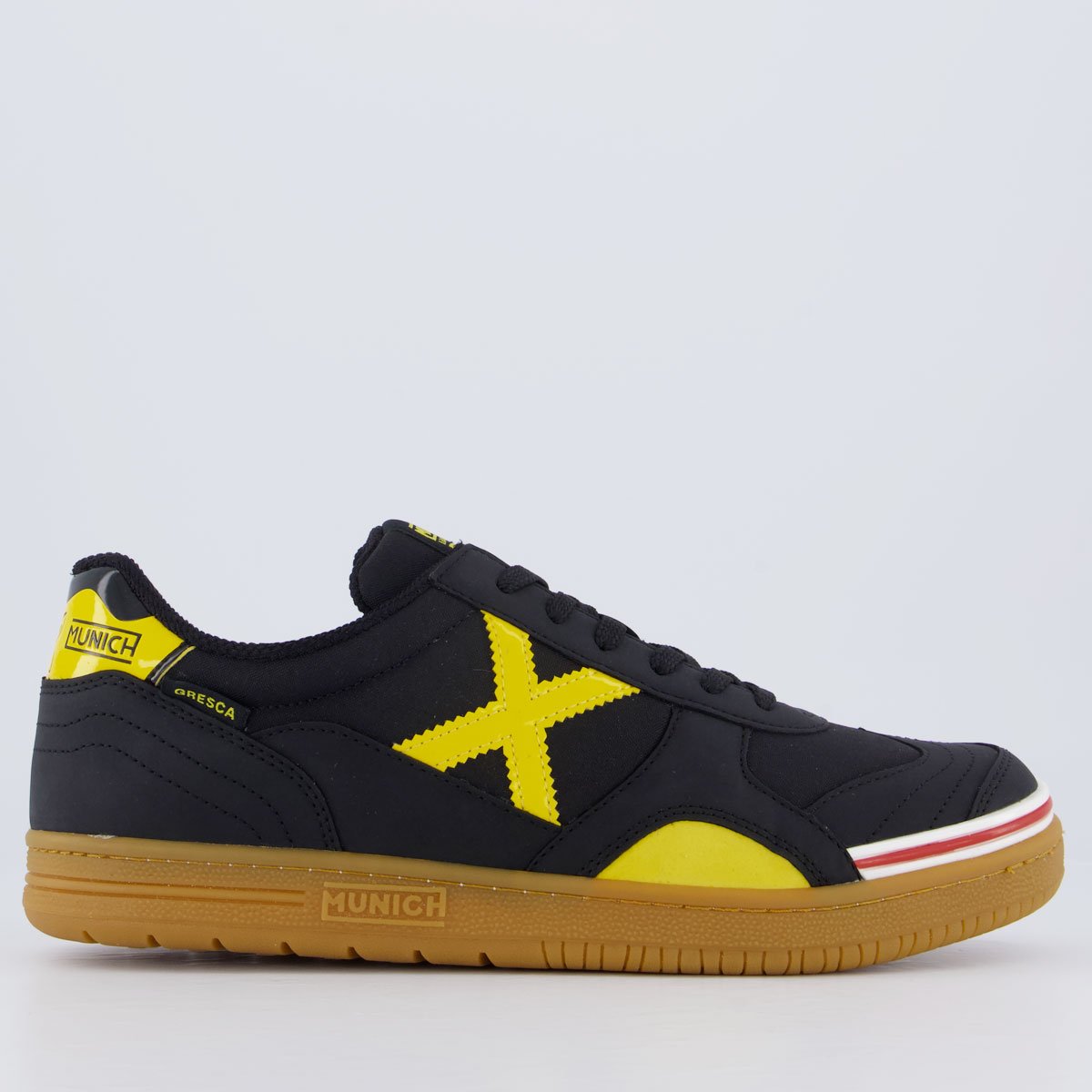 Chuteira Munich Gresca Preta e Amarela Futsal Preto/Amarelo