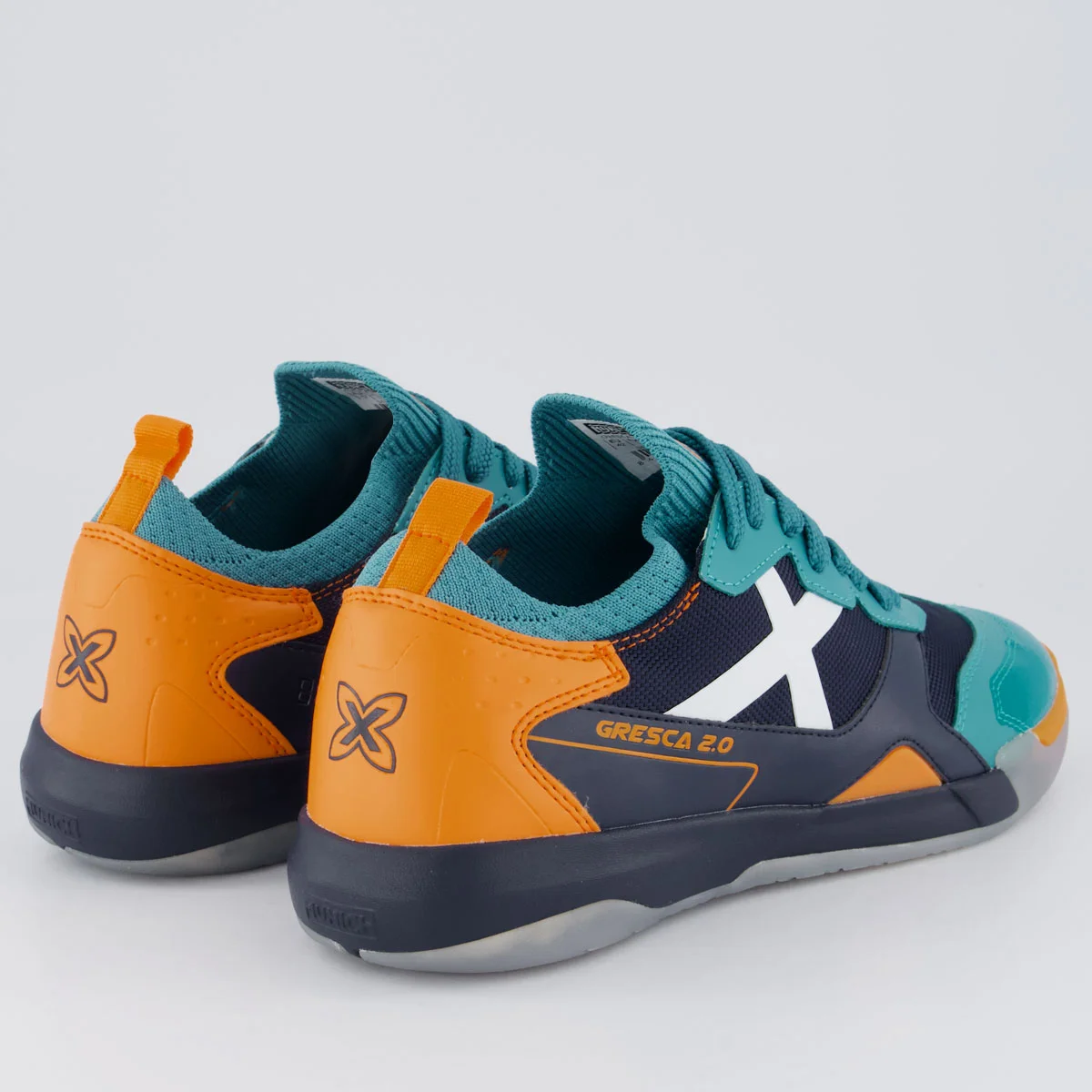 Chuteira Munich New Gresca 2.0 Futsal Azul e Laran Multicores