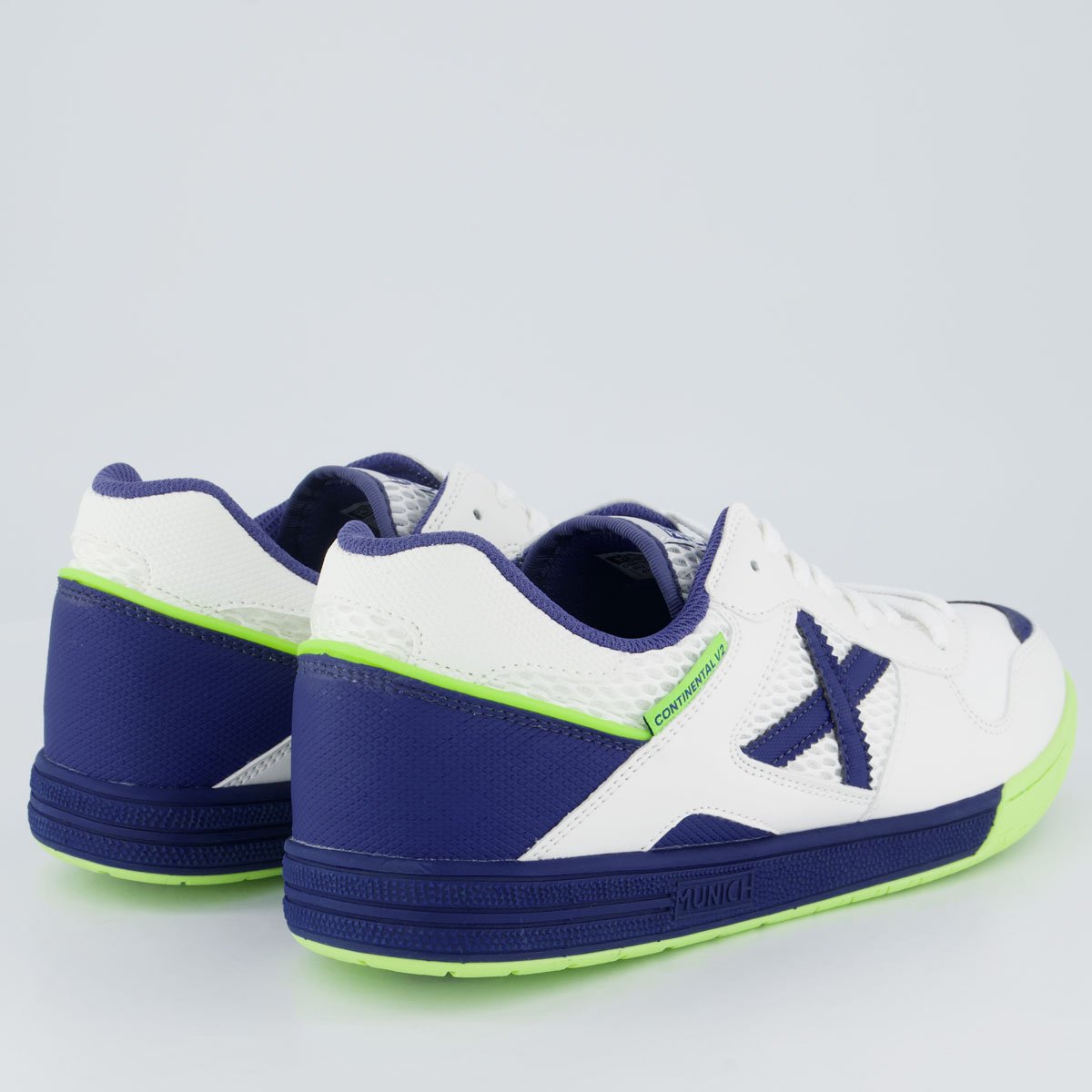 Chuteira Munich Continental V2 Branca e Marinho Futsal Branco/Azul/Verde 3