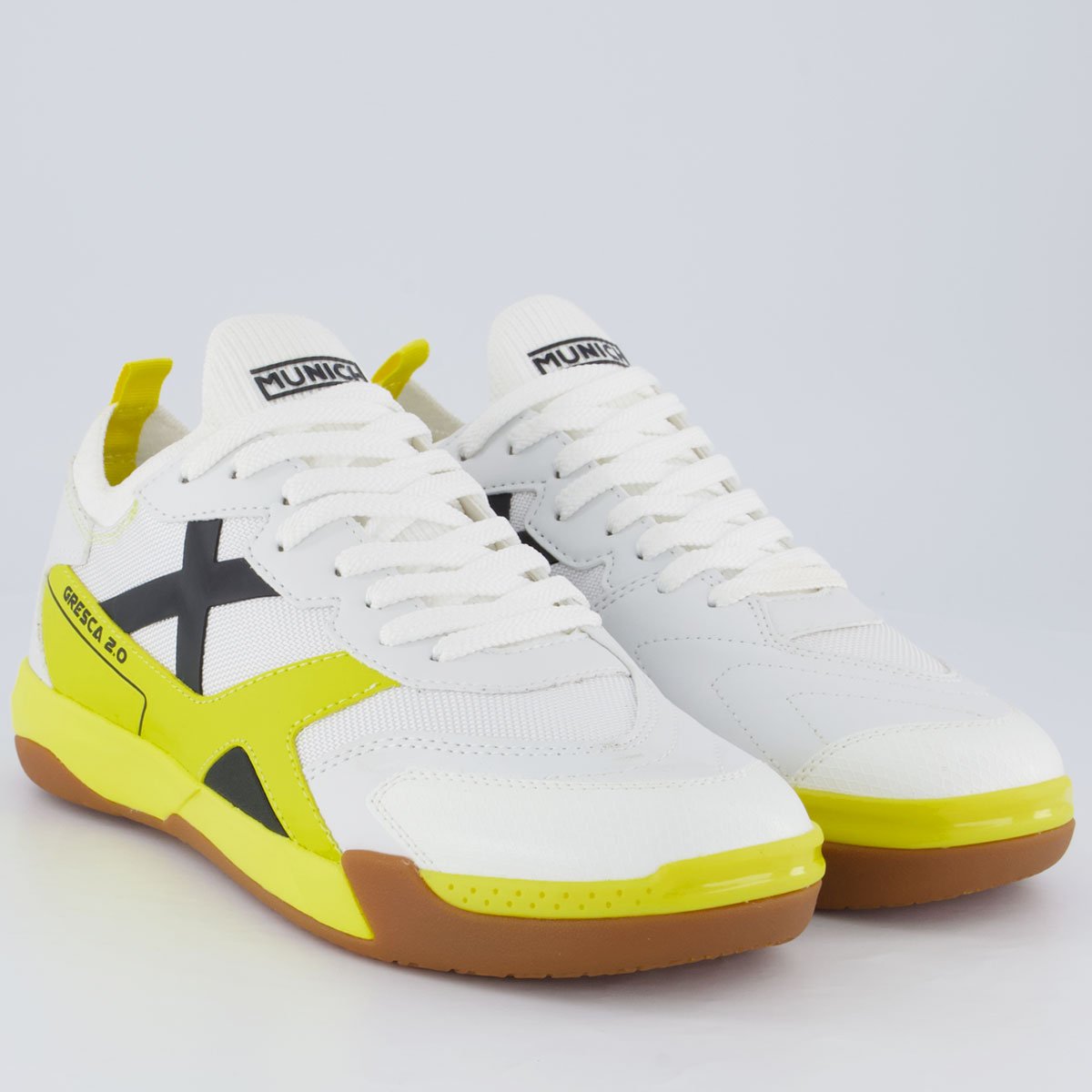 Chuteira Munich New Gresca 2.0 Branca e Amarela Futsal Branco/Amarelo 2