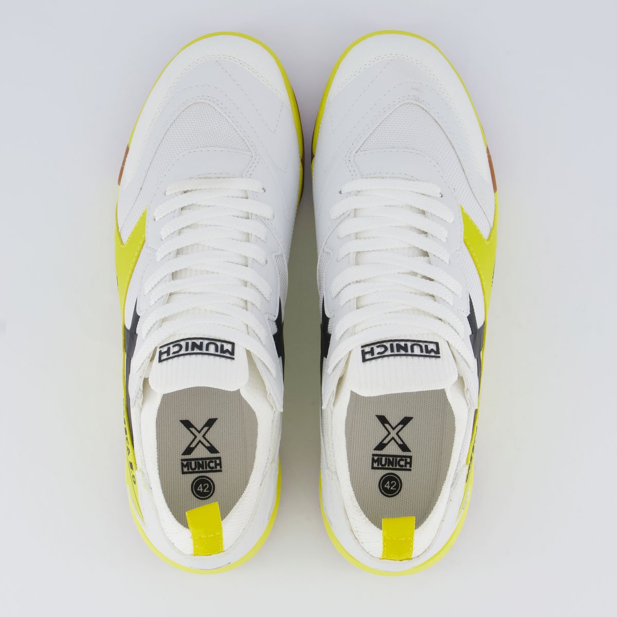 Chuteira Munich New Gresca 2.0 Branca e Amarela Futsal Branco/Amarelo 4