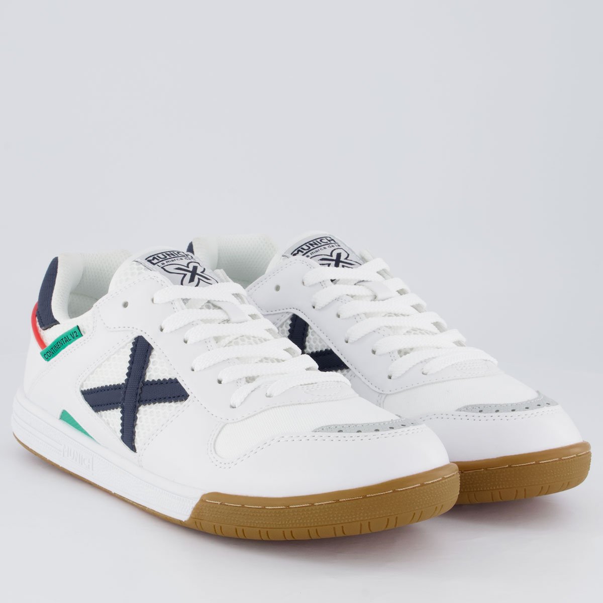 Chuteira Munich Continental V2 Branca Futsal Branco/Marinho 2
