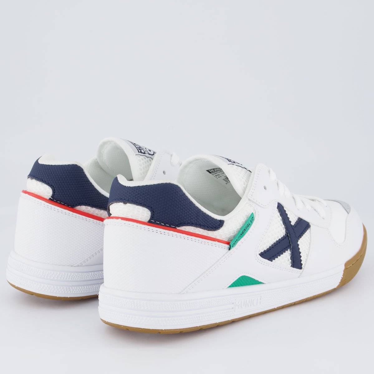 Chuteira Munich Continental V2 Branca Futsal Branco/Marinho 3