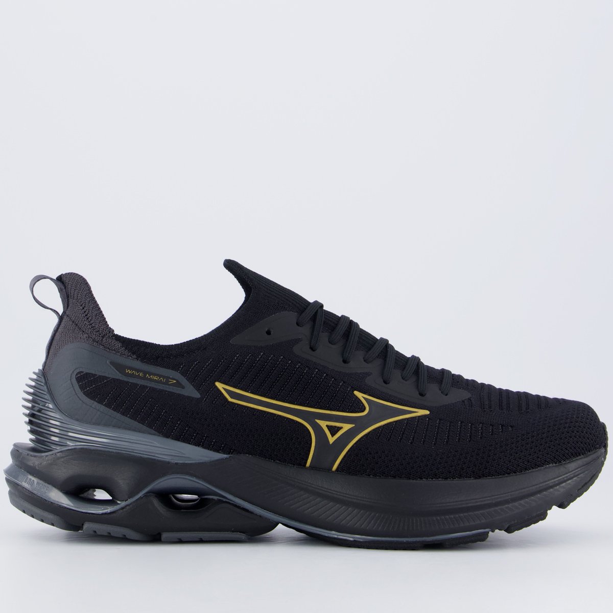 Tenis Mizuno Wave Mirai 7 - Masculino - Preto-Preto Preto
