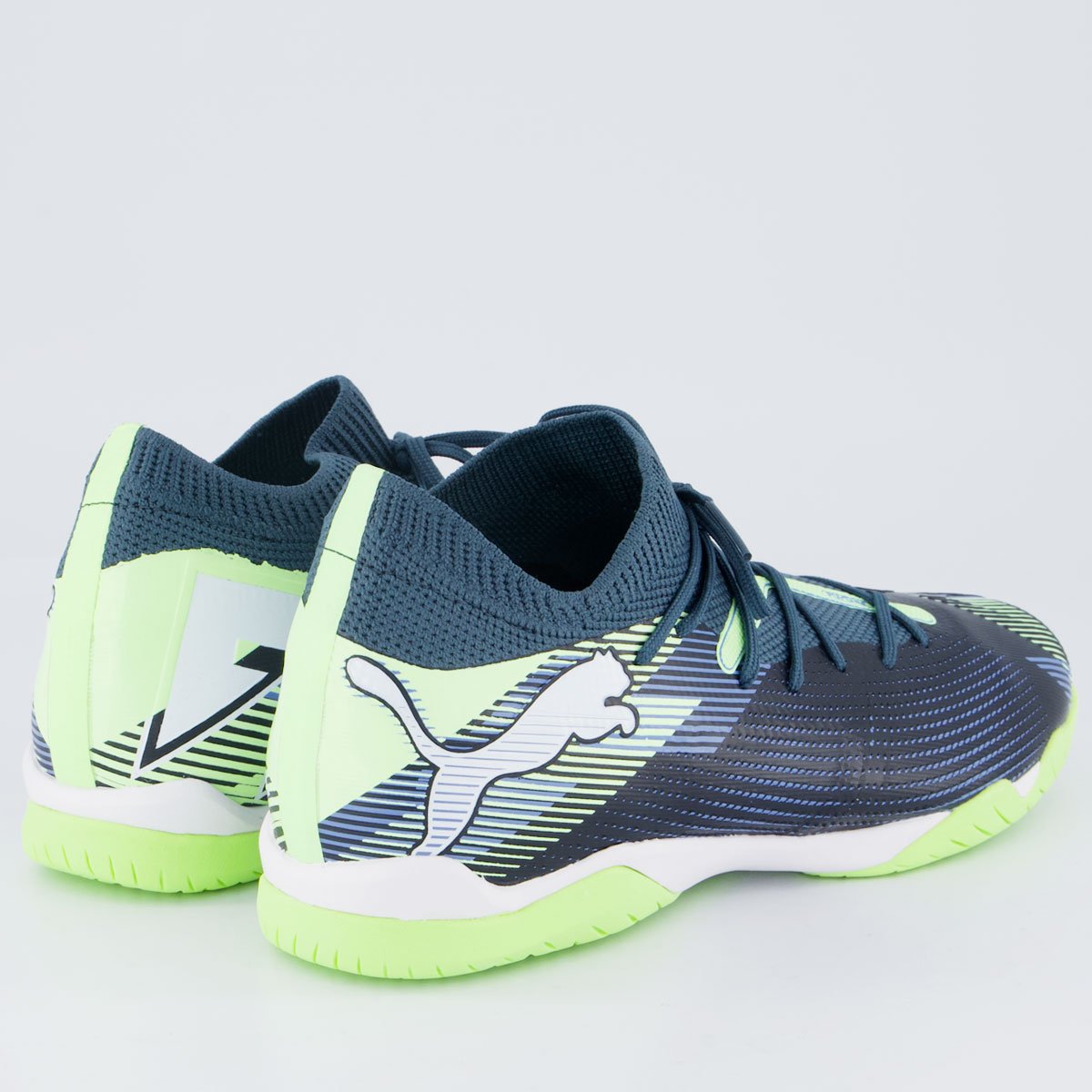 Chuteira Puma Future 7 Match Futsal Juvenil Verde e Branca Azul/Verde 3