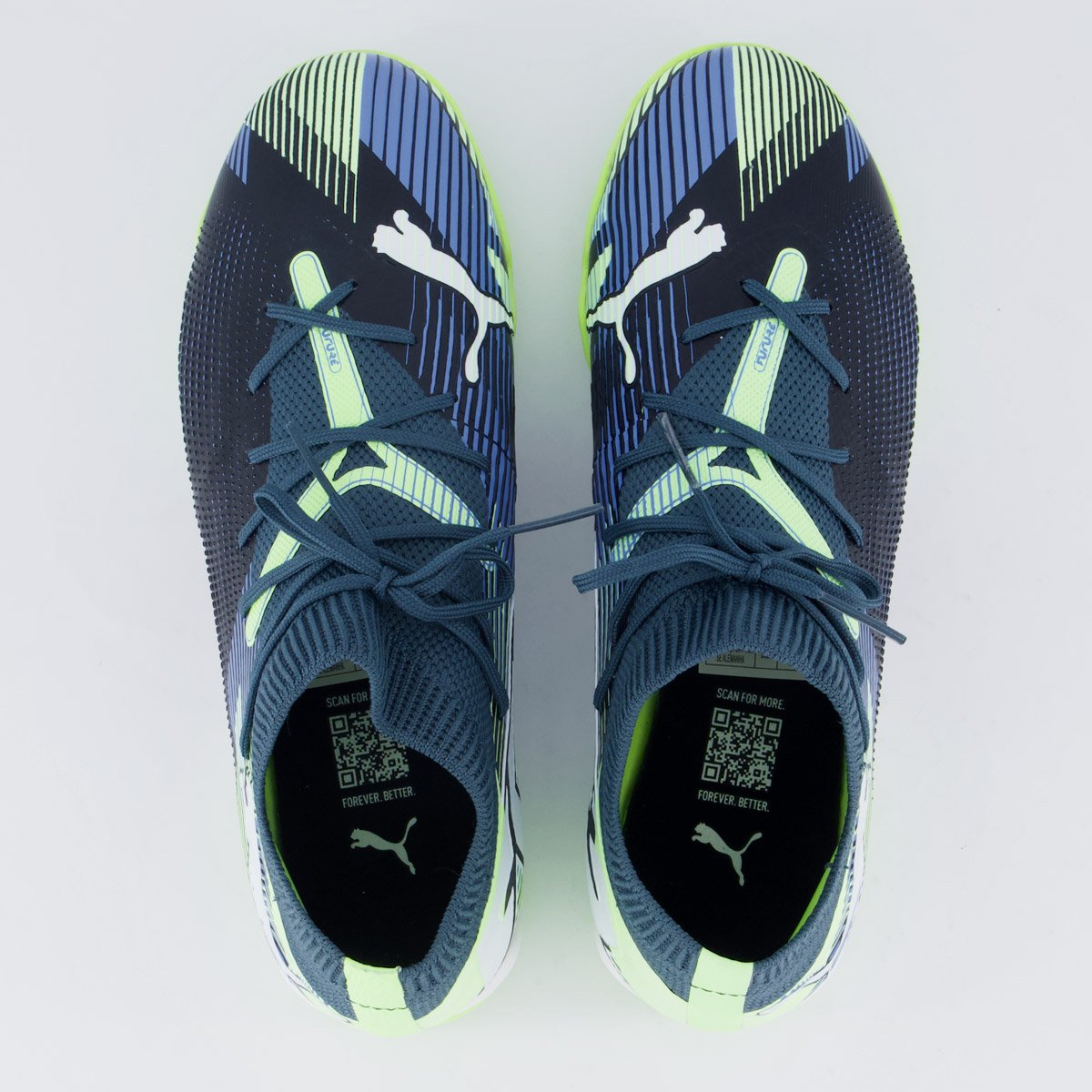 Chuteira Puma Future 7 Match Futsal Juvenil Verde e Branca Azul/Verde 4