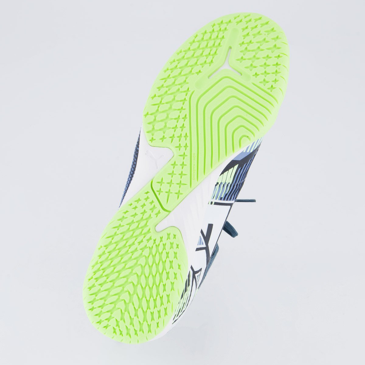 Chuteira Puma Future 7 Match Futsal Juvenil Verde e Branca Azul/Verde 5