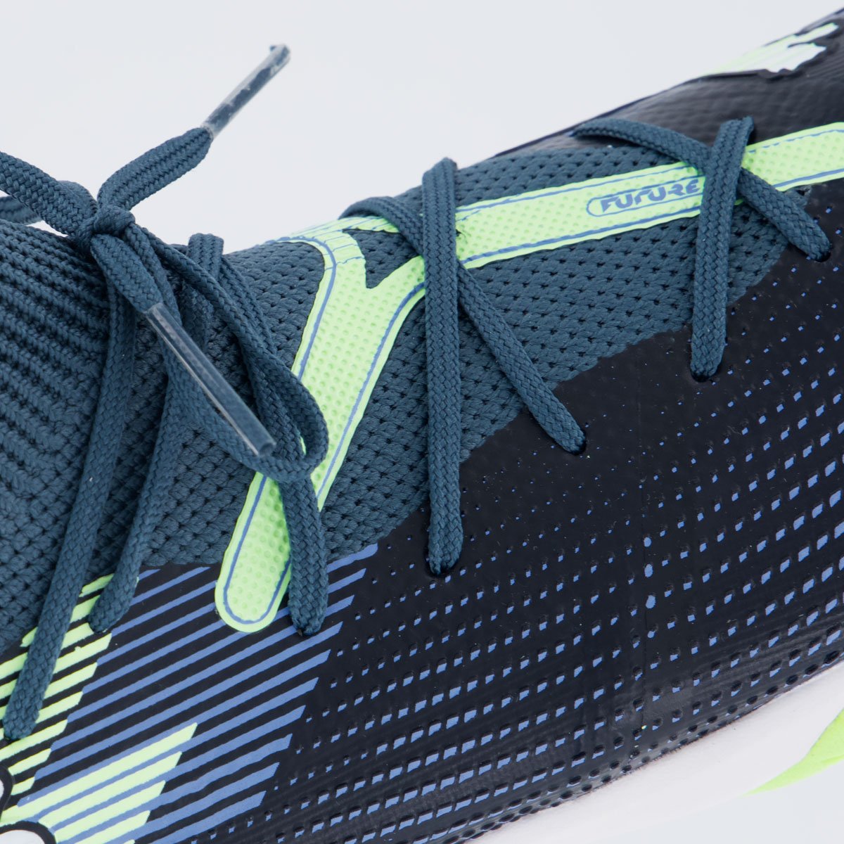 Chuteira Puma Future 7 Match Futsal Juvenil Verde e Branca Azul/Verde 7