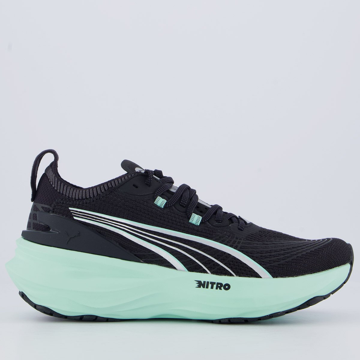 Tênis Puma Forever Run Nitro Feminino Preto e Verde Preto/Verde