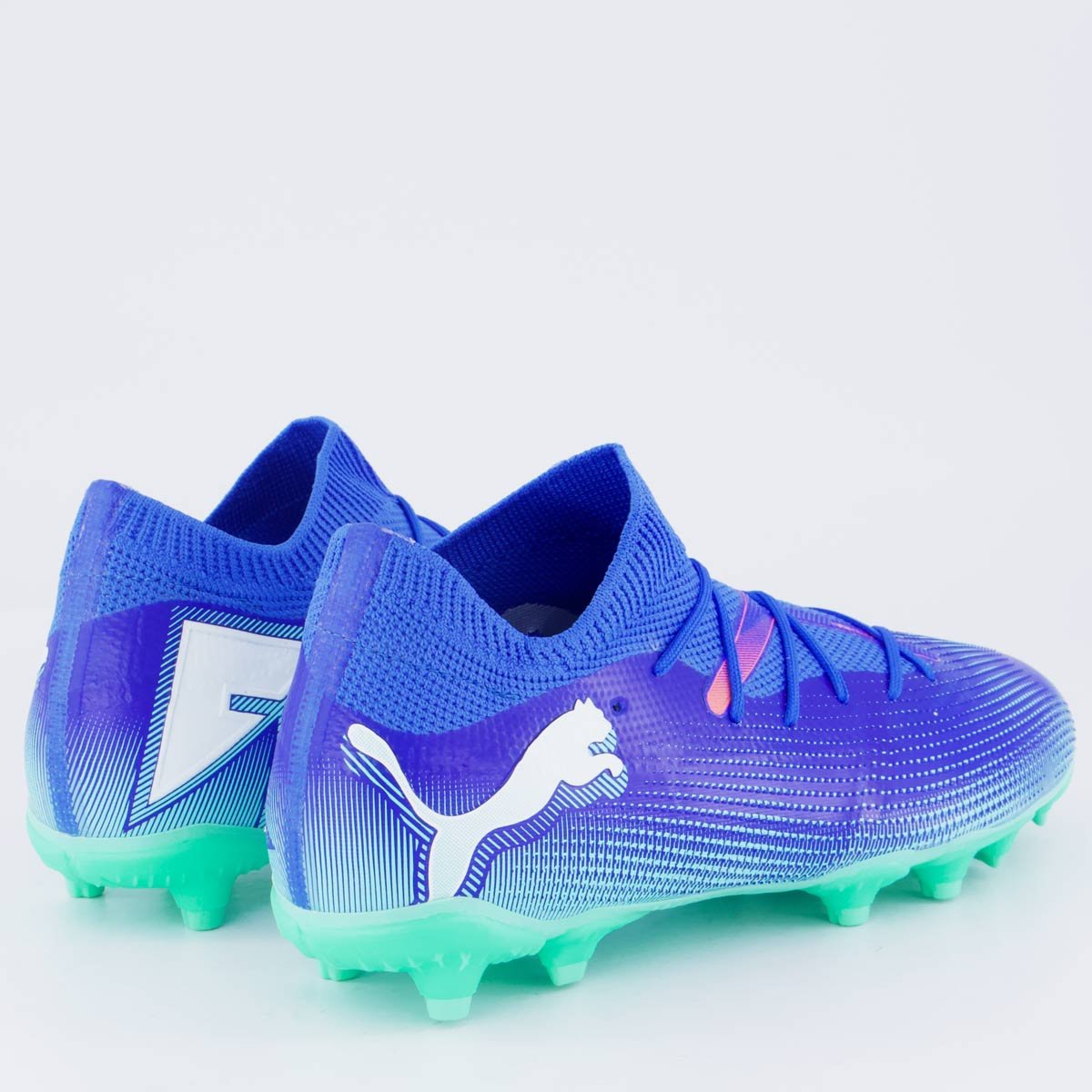 Chuteira Puma Future 7 Match Campo Juvenil Azul e Branca Azul/Verde 3
