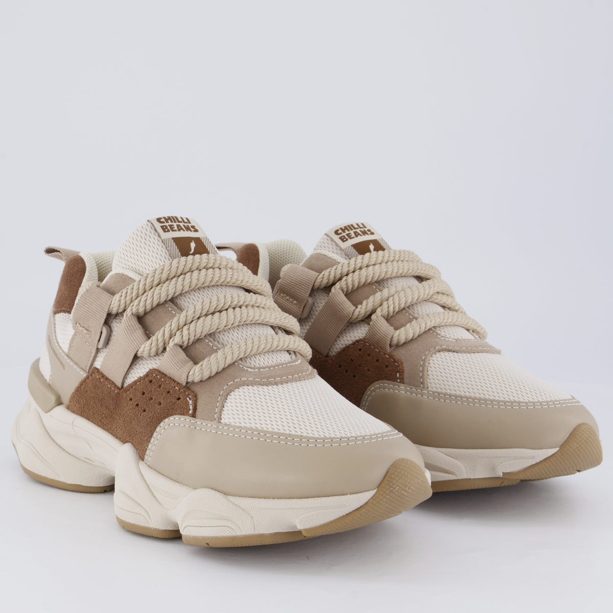 Tênis Chilli Beans Premium Bege Bege/Marrom 2
