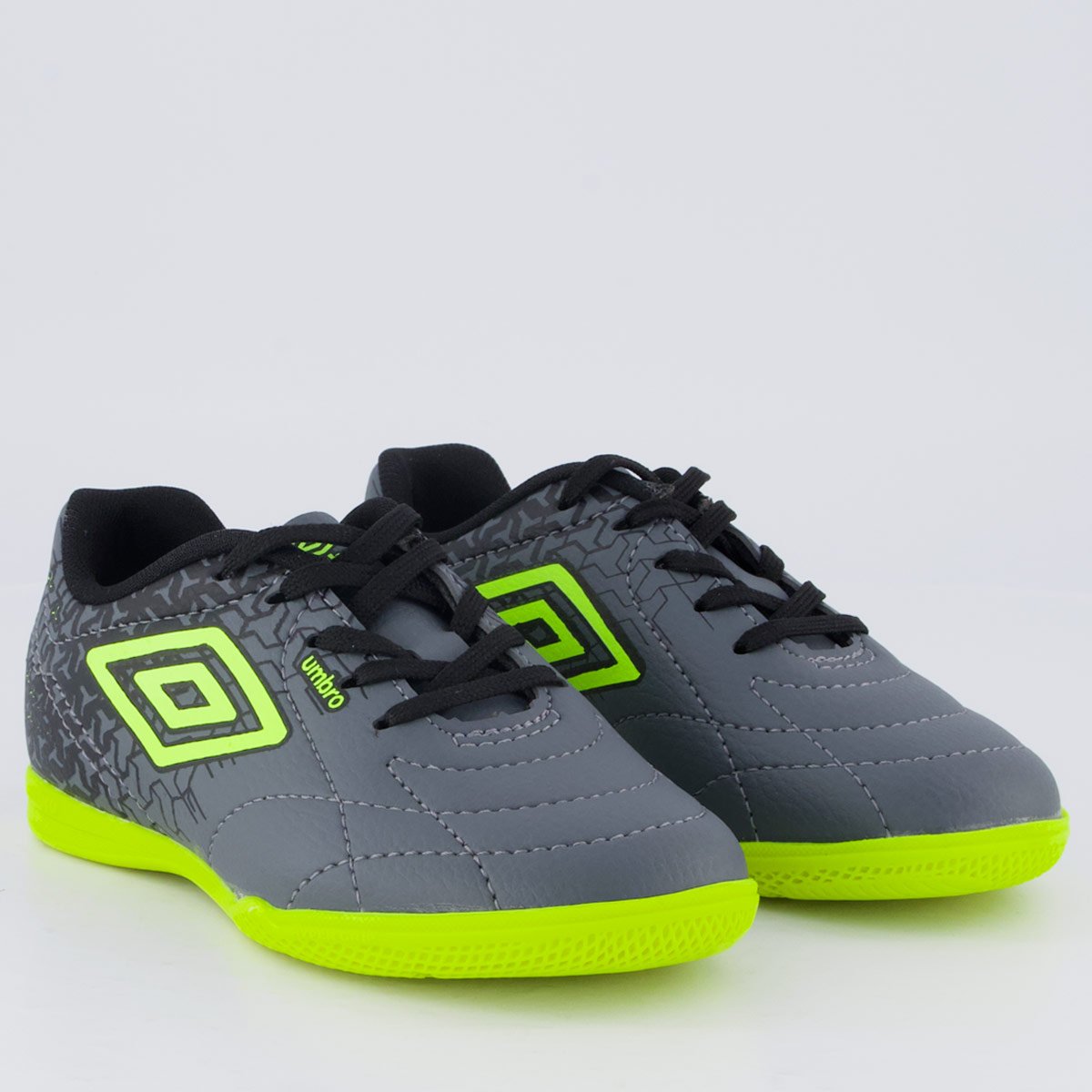 Chuteira Umbro Class Neo Futsal Juvenil Cinza Cinza/Verde 2
