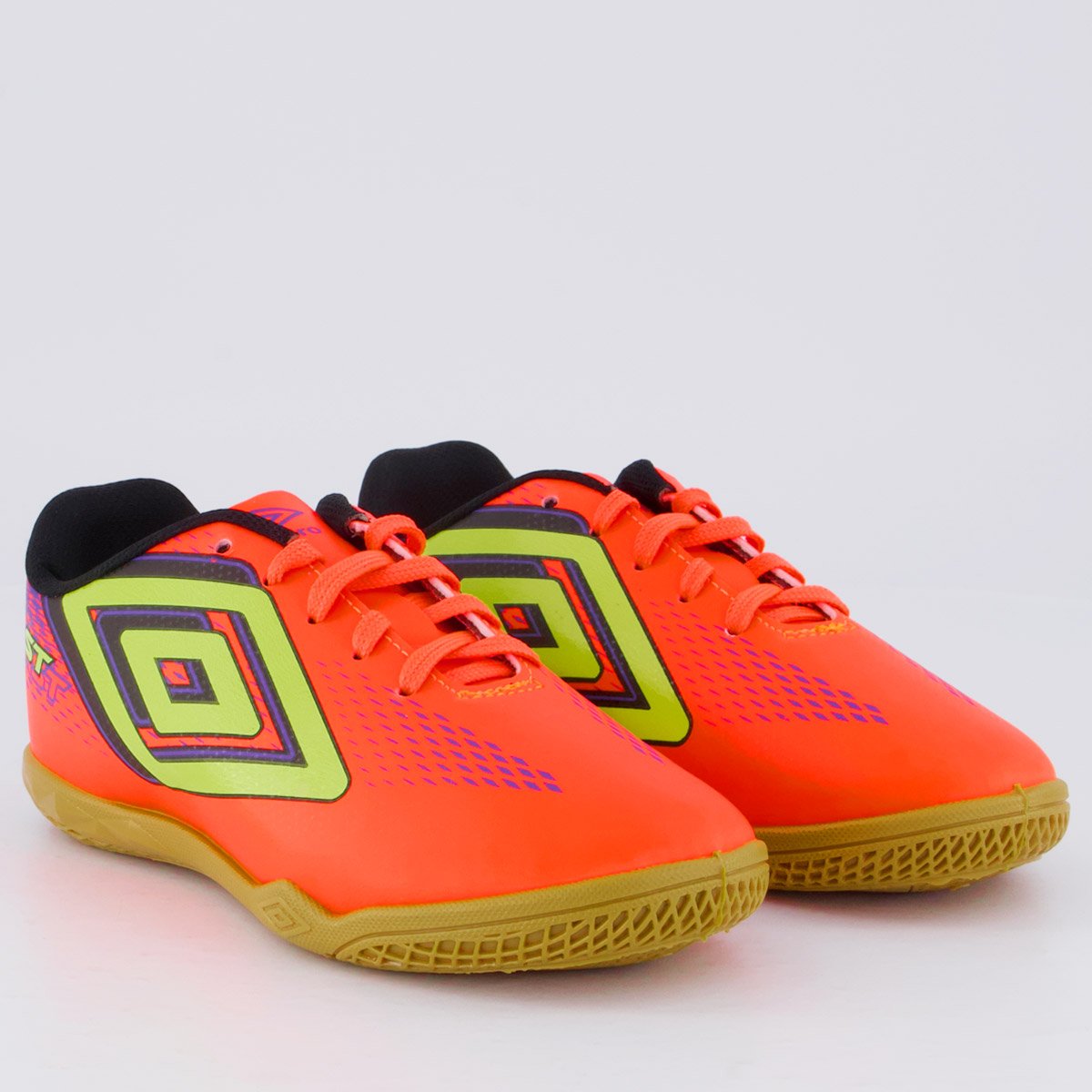 Chuteira Umbro Fast II Futsal Juvenil Laranja Laranja/Verde 2
