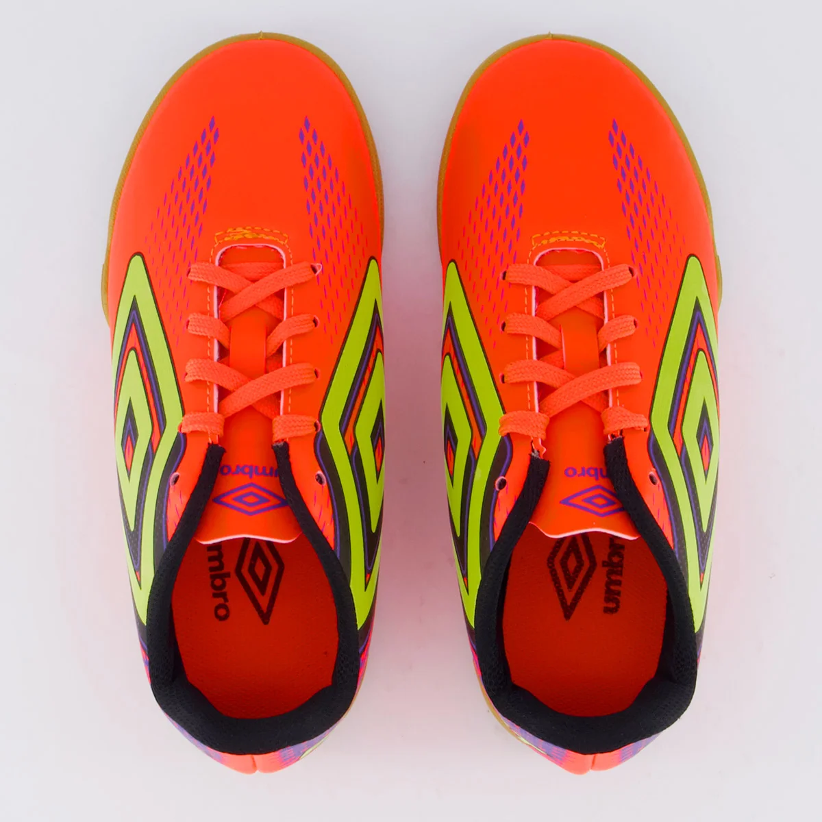 Chuteira Umbro Fast II Futsal Juvenil Laranja Laranja/Verde 4