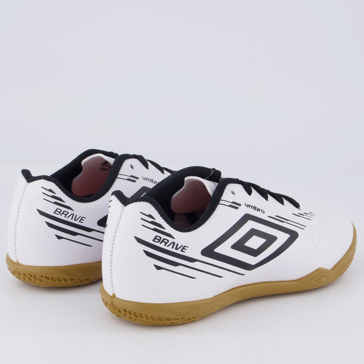 Chuteira Umbro Brave Futsal Juvenil Branca Branco/Preto 3