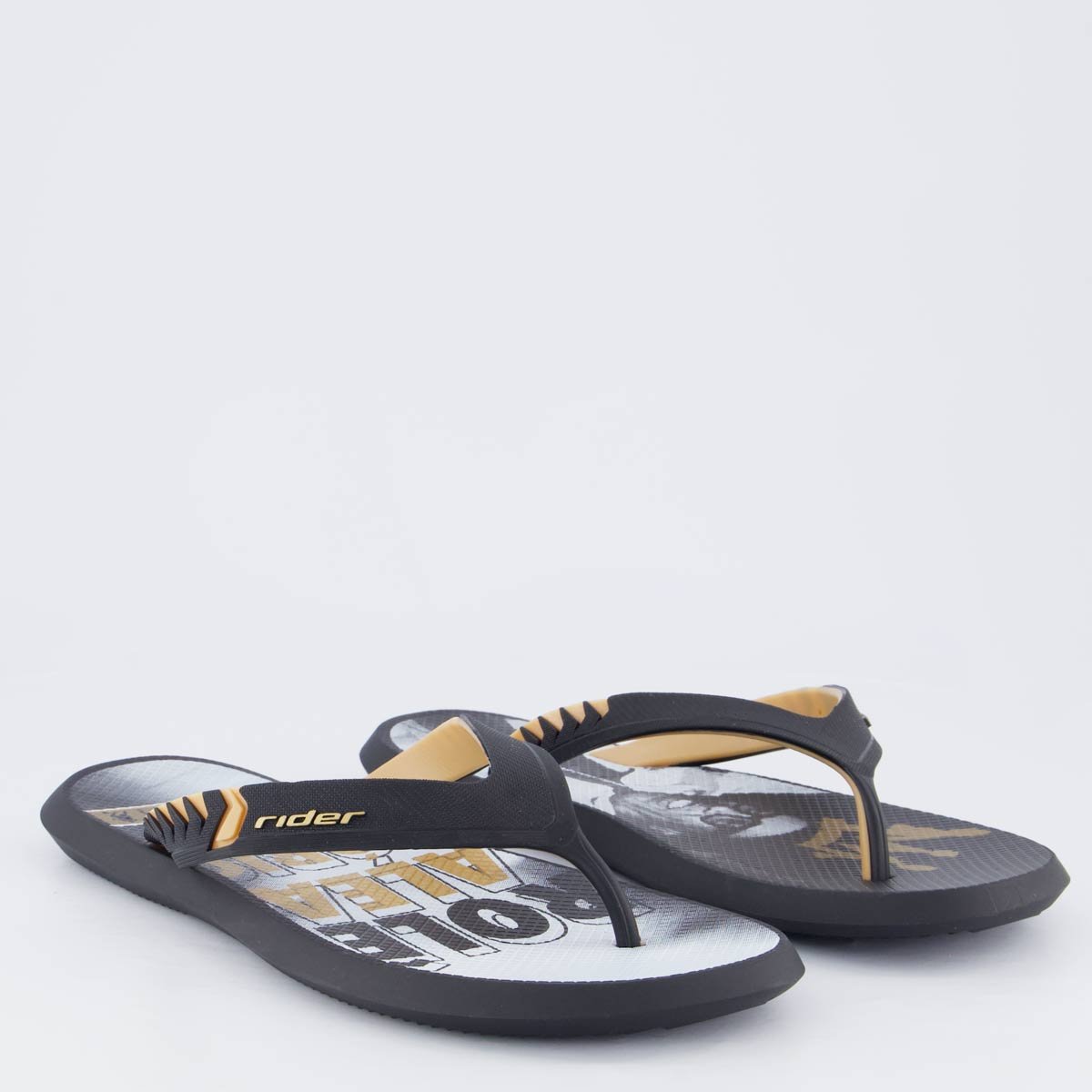 Chinelo Rider R1 Prime R10 Preto e Marrom Preto 3