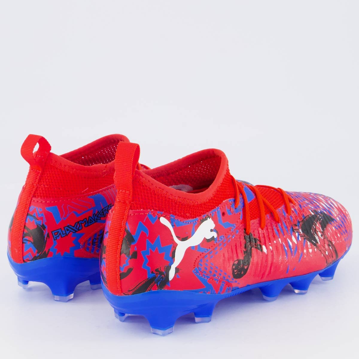 Chuteira Puma Future 8 Match Playmakers FG/AG Campo Juvenil Vermelha e Azul Vermelho/Azul 3