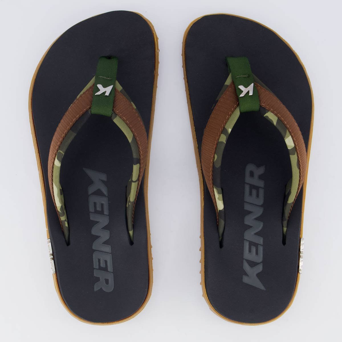 Chinelo Kenner Kivah Army Preto Preto/Verde/Marrom 1
