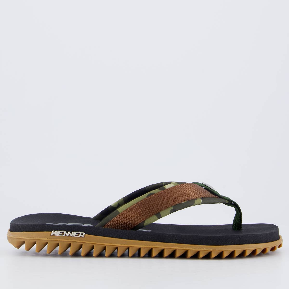 Chinelo Kenner Kivah Army Preto Preto/Verde/Marrom 2